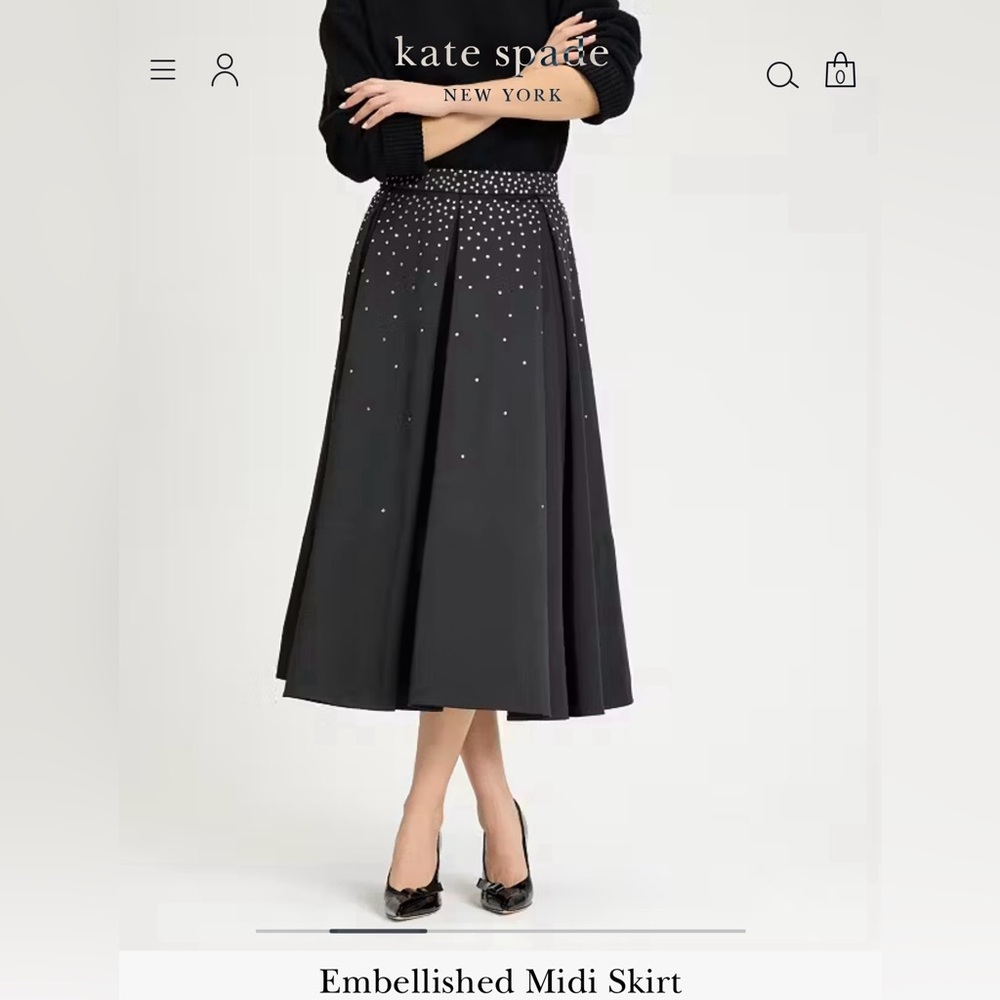 Elegant Black Midi Skirt with White Accents